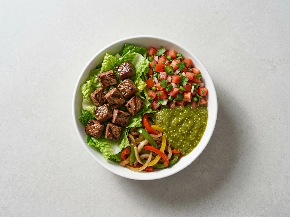 Lean steak salad with vinaigrette