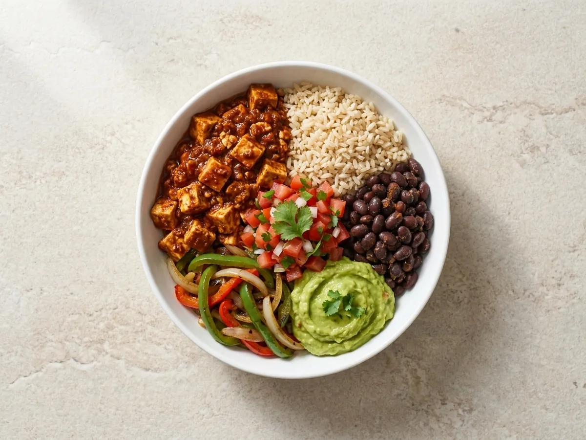Plant-based Sofritas veggie bowl